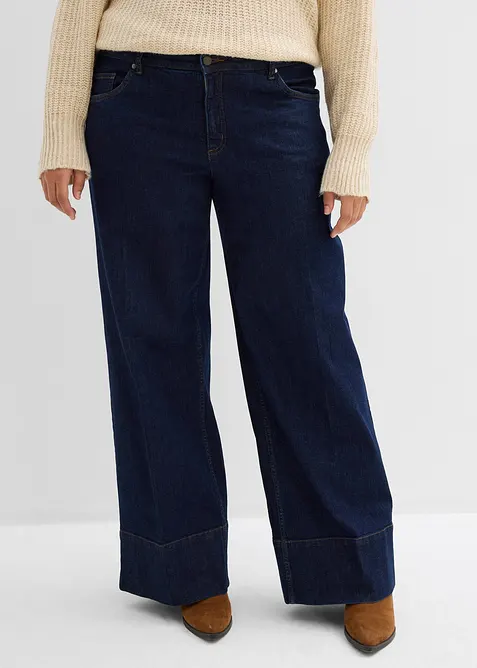 Wide Leg-jeans Mid Waist med økologisk bomull, bonprix