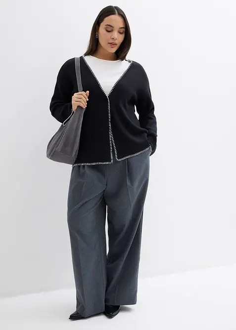 Cardigan i ullmiks med kontrastfargede detaljer, bonprix