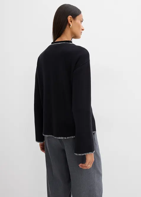 Cardigan i ullmiks med kontrastfargede detaljer, bonprix