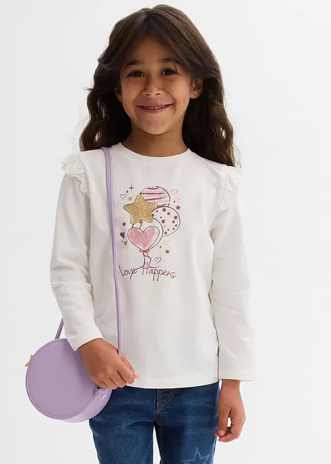 Langermet topp i økologisk bomull med elastan (2-pack), bonprix