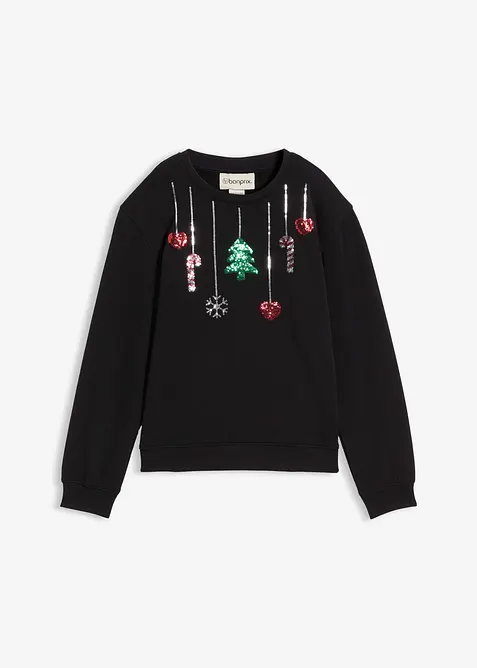 Sweatshirt i 100% &oslash;kologisk bomull med julemotiv, bonprix