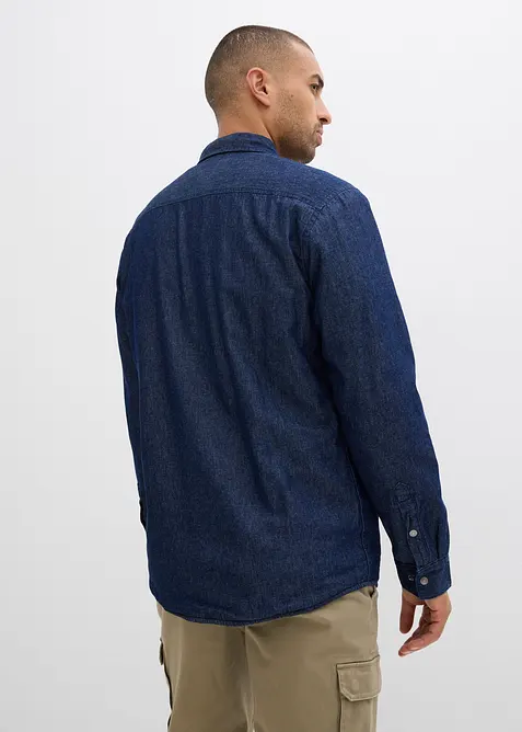 Termo-jeansskjorte med varmt flanellfôr, bonprix