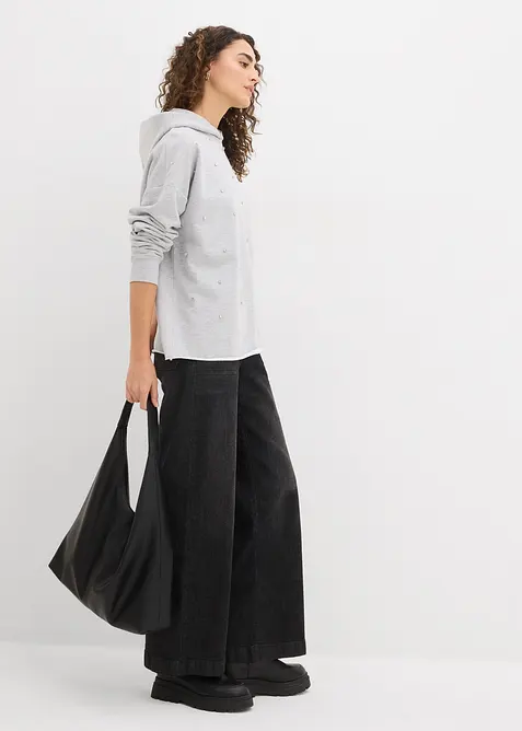 Oversized hettegenser med stenpynt, bonprix