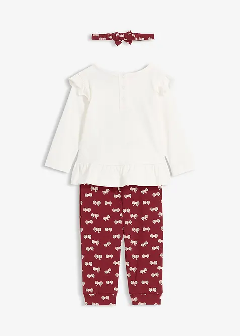 Sett bestående av langermet topp, leggings og pannebånd av økologisk bomull (3-delt sett), bonprix