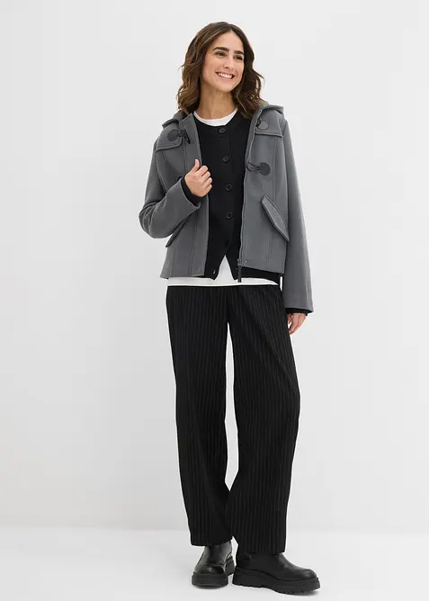 Ribbestrikket cardigan med rund hals, bonprix