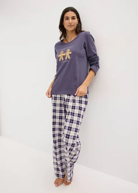 Pyjamas med flanellbukse, bonprix