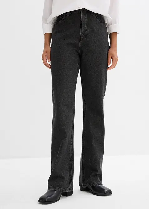 Loose Straight-jeans High waist, komfortlinning med strass, bonprix