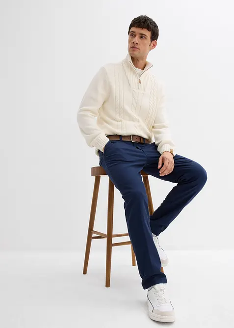 Regular Fit-chinos med varmende flanellfôr, Tapered, bonprix