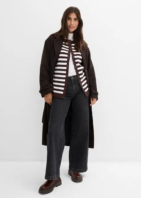 Finstrikket cardigan med rund hals, bonprix