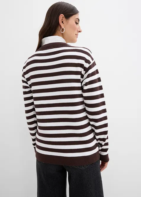 Finstrikket cardigan med rund hals, bonprix