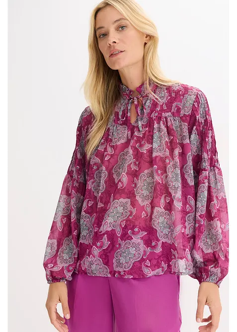 Tunika i sateng med biser, bonprix