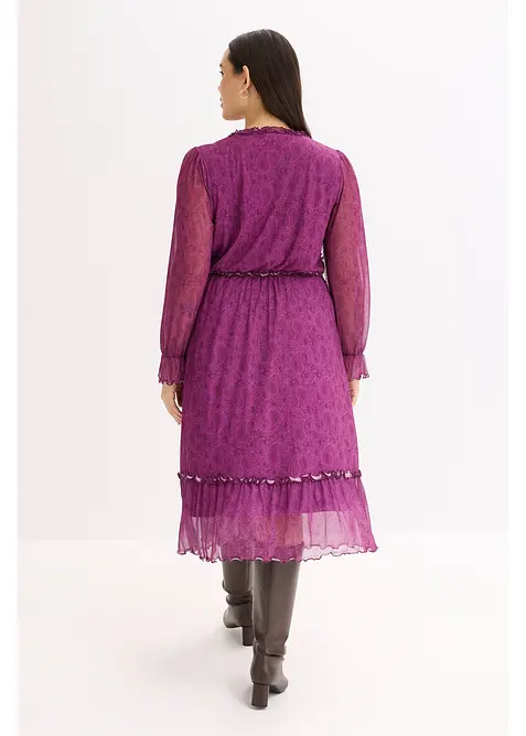 Midikjole i jersey mesh, bonprix