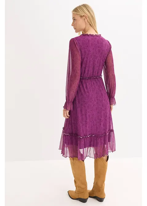 Midikjole i jersey mesh, bonprix