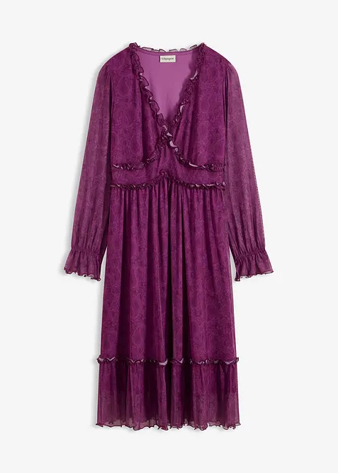 Midikjole i jersey mesh, bonprix