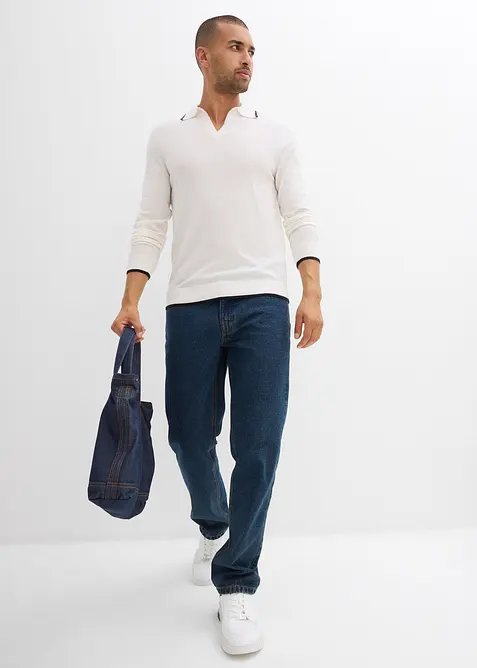 Finstrikket genser med kontrastdetaljer, bonprix