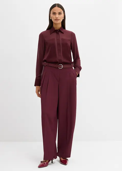 Skjorte med innfelling i sateng, bonprix