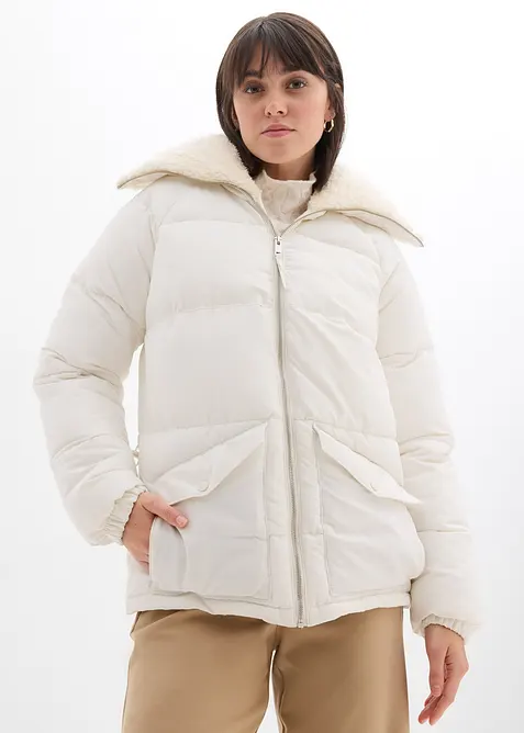 Vattert jakke med pilékrage, bonprix