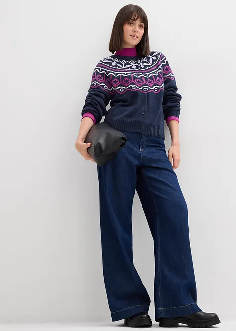 Oversized cardigan med koftem&oslash;nster, bonprix