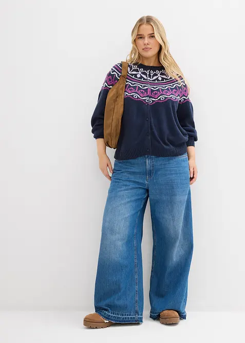 Oversized cardigan med koftem&oslash;nster, bonprix