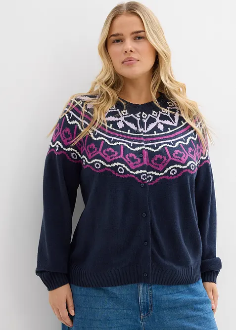 Oversized cardigan med koftem&oslash;nster, bonprix