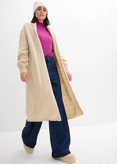 Lang coatigan i h&aring;rete garn, bonprix