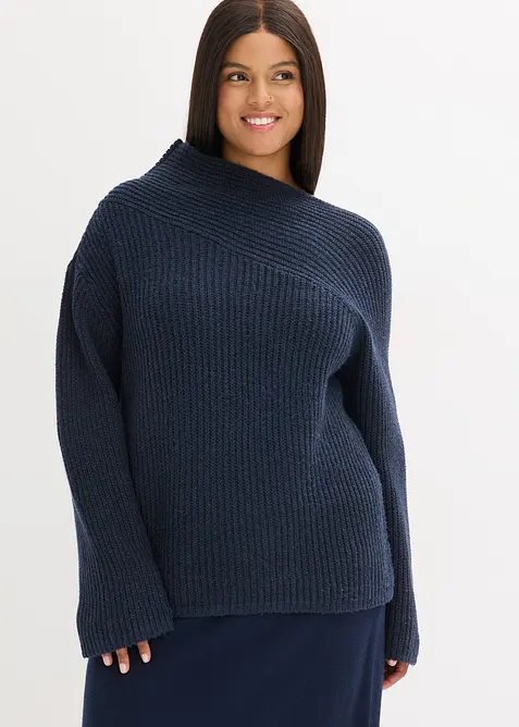 Oversized, ribbestrikket genser, bonprix