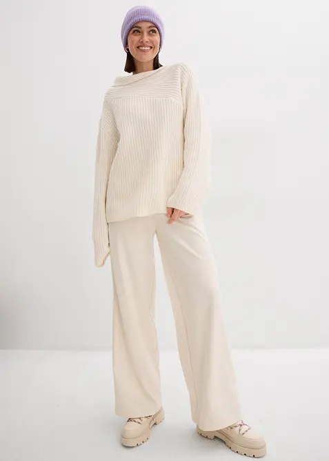 Oversized, ribbestrikket genser, bonprix