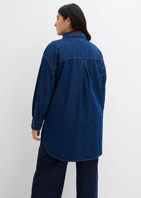 Denimskjorte i formstabilt materiale i 100% bomull, oversized, bonprix