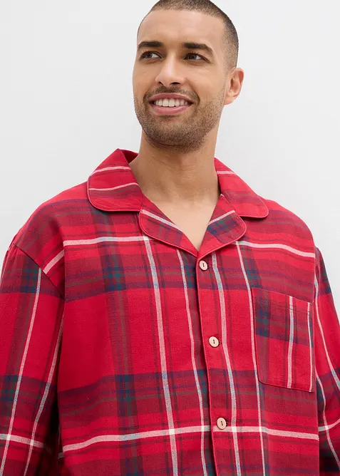 Flanellpyjamas i myk bomull til herre, leveres med gavepose, bonprix