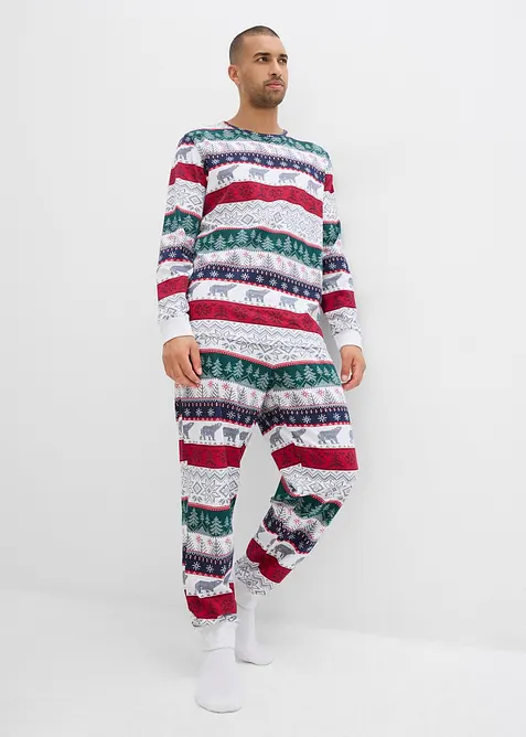 Pyjamas i 100% bomull til herre, leveres med gavepose, bonprix