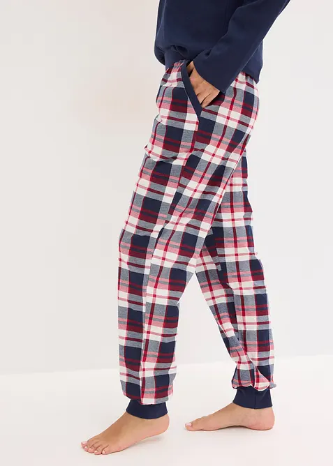 Pyjamas med ribbet topp og knappestolpe, bonprix