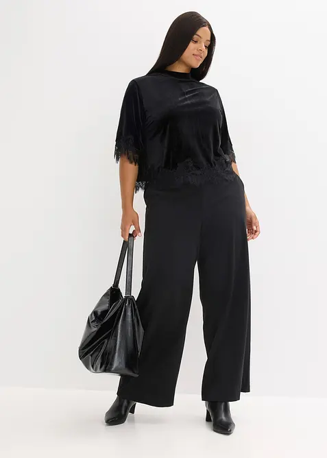 Fløyelstopp med blonder, bonprix