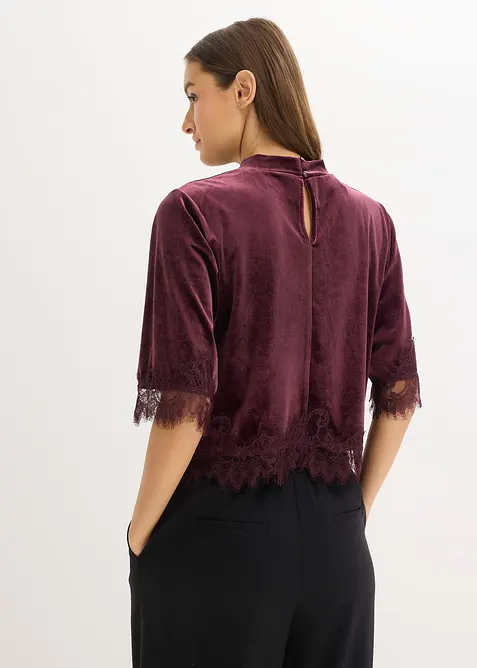 Fløyelstopp med blonder, bonprix