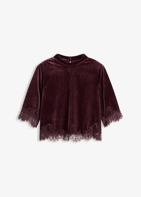 Fløyelstopp med blonder, bonprix