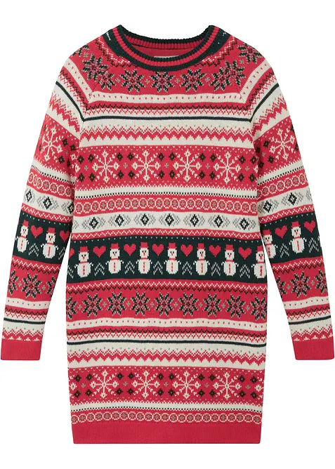 Strikkekjole til jente, med vintermotiv, bonprix