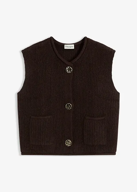 Strikket vest med dekorative knapper, bonprix