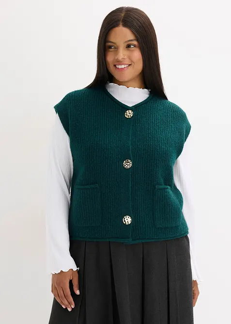 Strikket vest med dekorative knapper, bonprix
