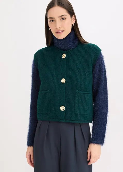 Strikket vest med dekorative knapper, bonprix