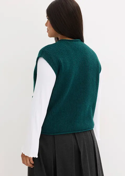 Strikket vest med dekorative knapper, bonprix