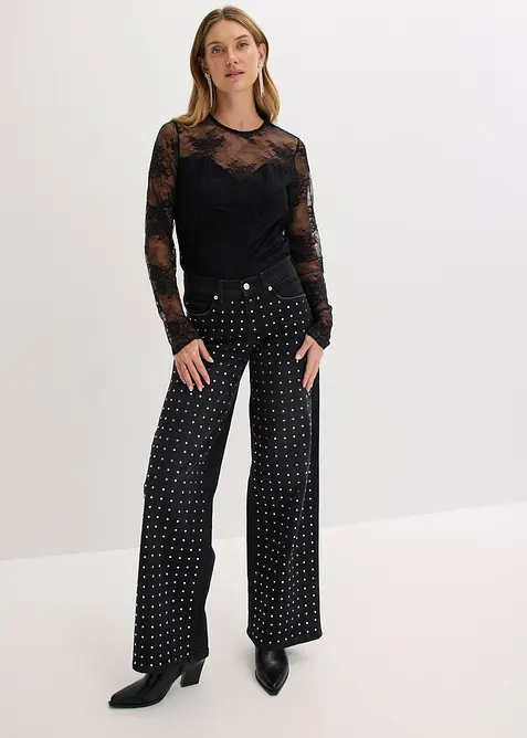 Langermet topp i fint blondemateriale, bonprix