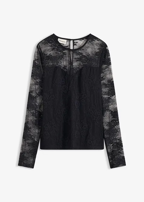 Langermet topp i fint blondemateriale, bonprix