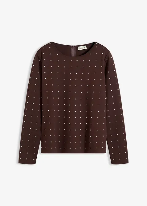 Langermet topp med strass-applikasjon, bonprix