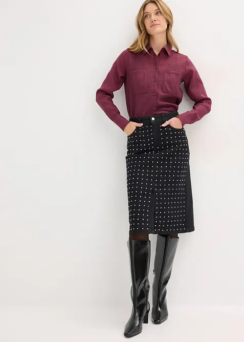 Denimskjørt med strass, bonprix
