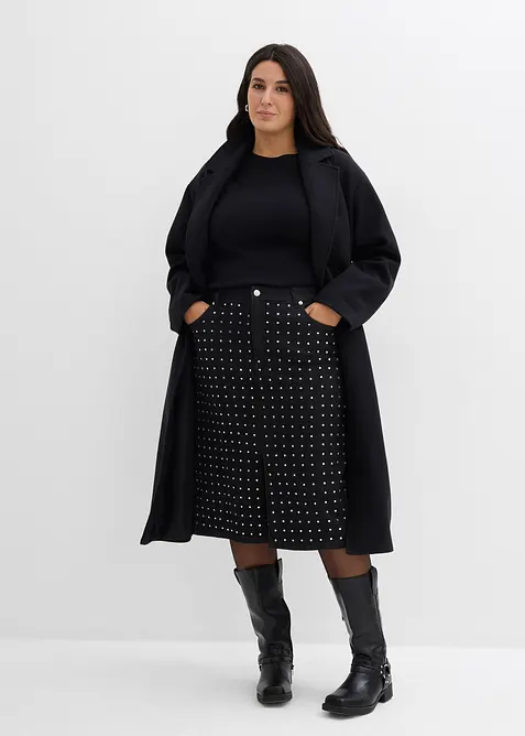 Denimskjørt med strass, bonprix