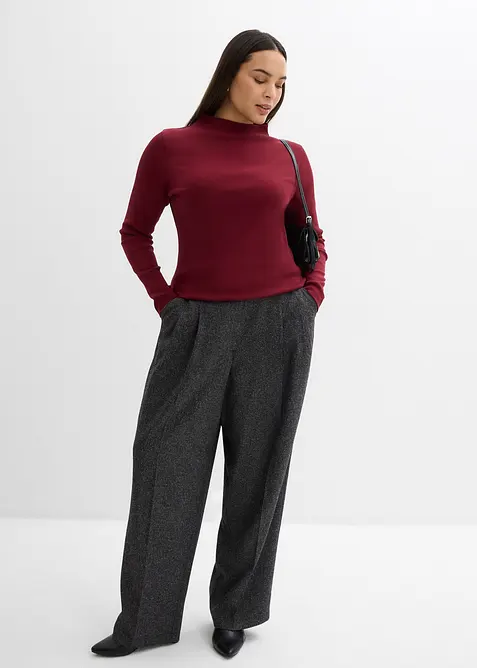 Langermet topp i ribbemateriale, bonprix