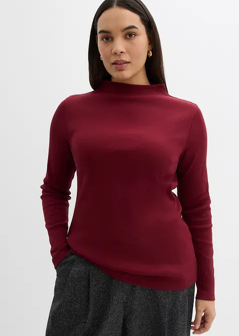 Langermet topp i ribbemateriale, bonprix