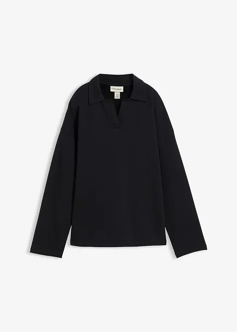 Sweatshirt i økologisk bomull med krage, bonprix
