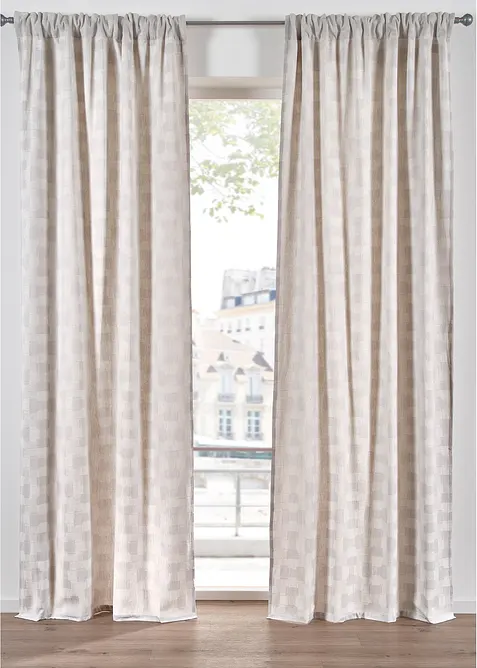 Jacquardvevd gardin i økologisk bomull (1-pack), bonprix