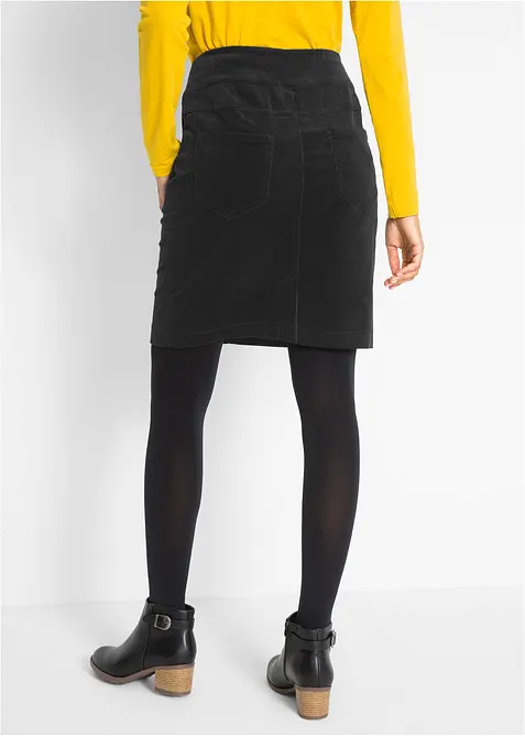 Skjørt i kordfløyel med stretch og komfortlinning, bonprix