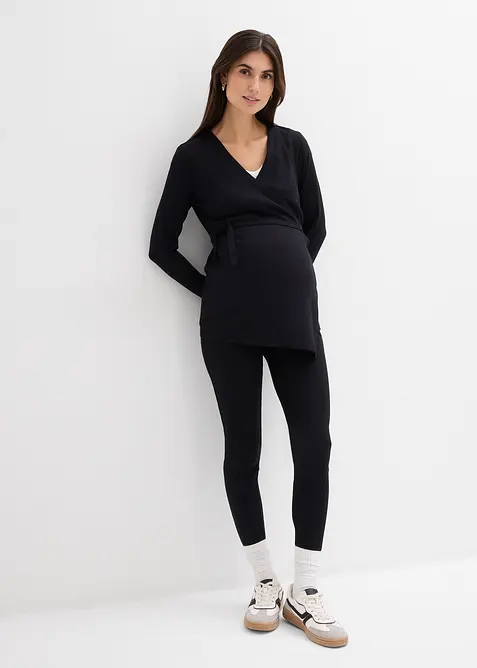 Sett med mamma-omslagstopp og behagelig leggings (2-delt sett), bonprix